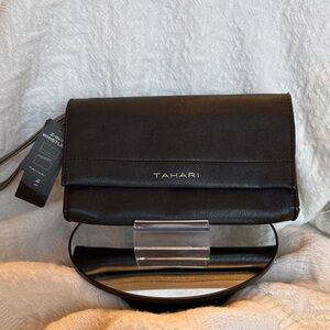 Tahari black and pewter 2 in 1 wristlet clutch wallet NWT!